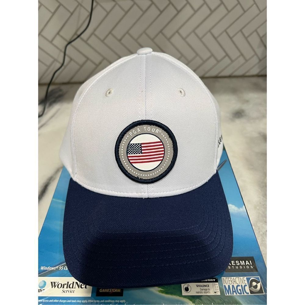 Men’s PGA Tour White Golf Hat Adjustable Snapback OSFA USA Cap Pro Series